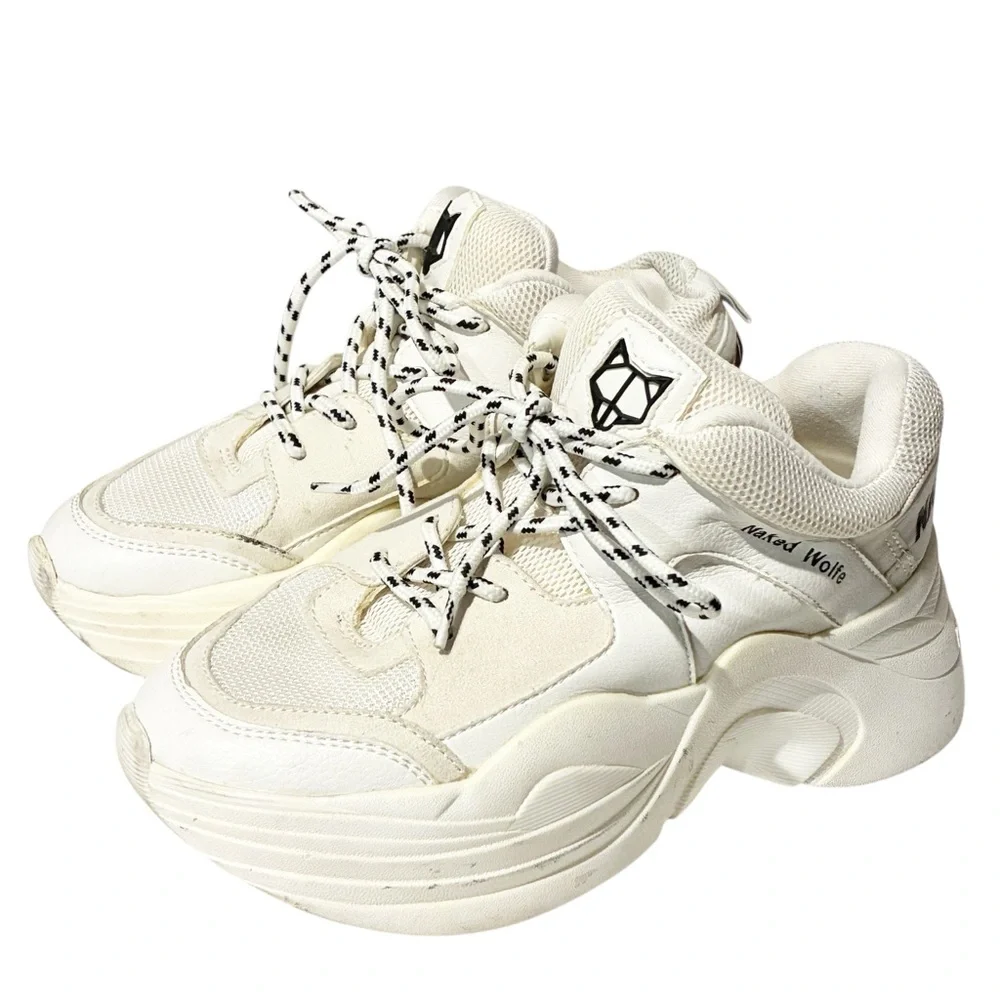 Naked Wolfe White Chunky Track Vegan Sneakers Size 6